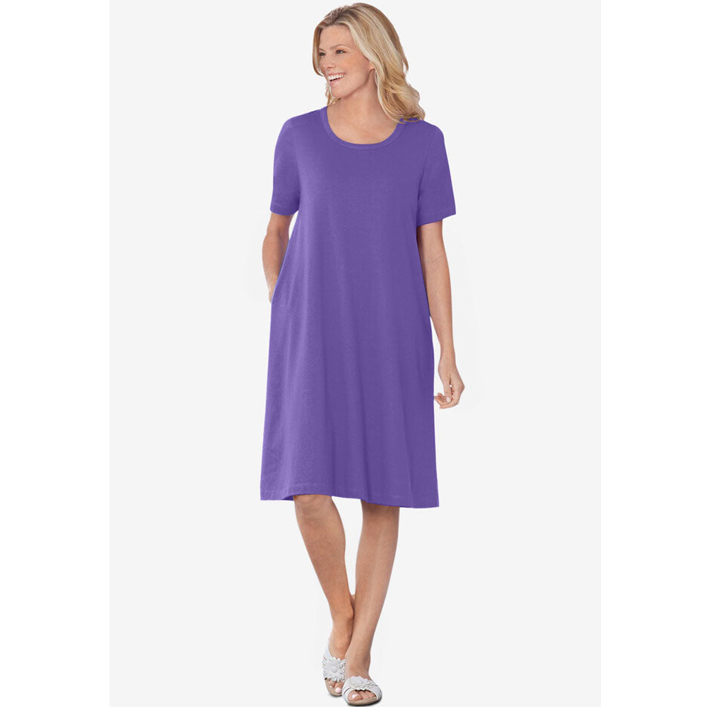 Petal Purple Short-Sleeve Crewneck Tee Dress PSW-8224