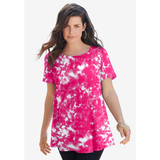 Pink Acid Tie Dye Swing Ultimate Tee with Keyhole Back PSW-8127