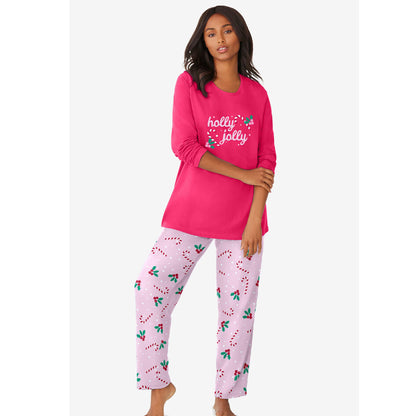 Pink Burst Candy Cane Long Sleeve Knit PJ Set PSW-8954