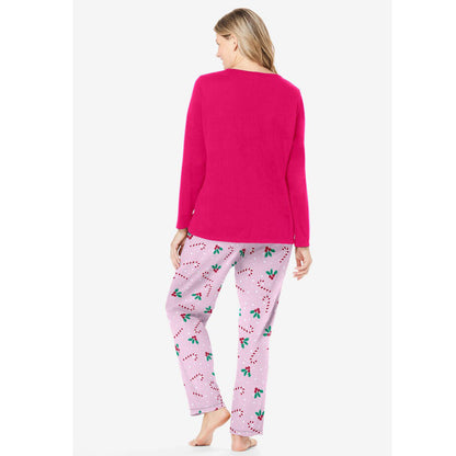 Pink Burst Candy Cane Long Sleeve Knit PJ Set PSW-8954