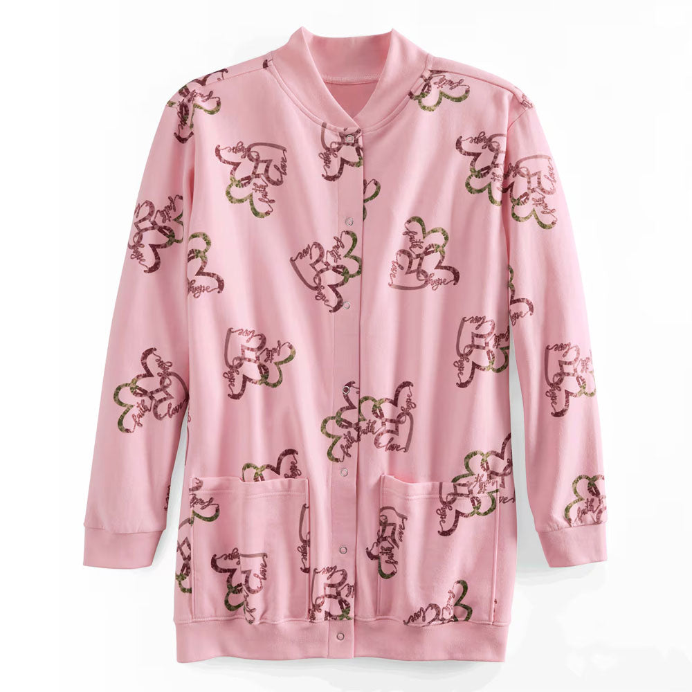 Pink Hearts Fleece Cardigan Sweater PSW-8752