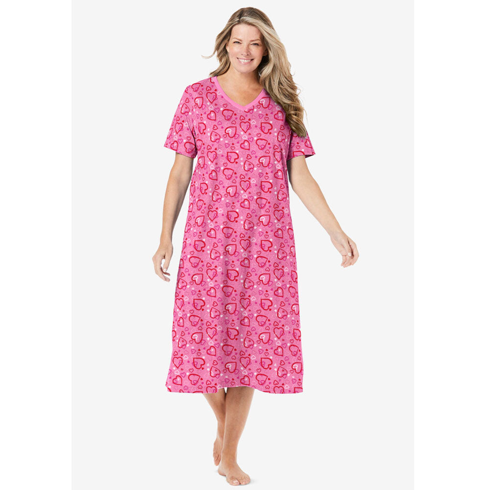 Pink Hearts Long Print Sleepshirt PSW-8351