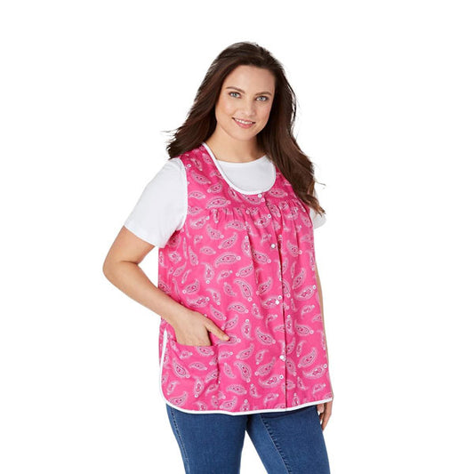 Pink Paisley Snap Front Apron PSW-9187