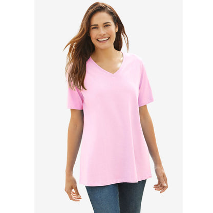 Pink Perfect Short-Sleeve V-Neck Tee PSW-7917