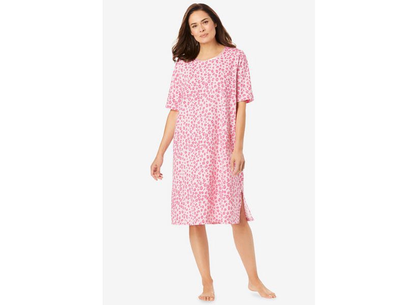 Pink Printed Short Sleeve Sleepshirt PSW-7402