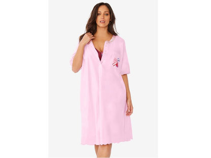 Pink Stripe Heart Satin Trim Cotton Sleepshirt PSW-7362