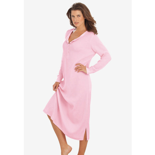 Pink Thermal Henley Nightgown PSW-8664