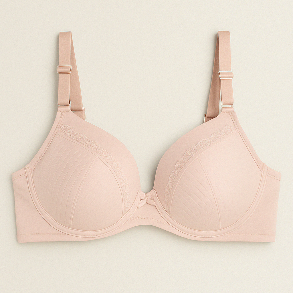 Pink Padded Plus Size Bra with Lace Detail PSW-9404