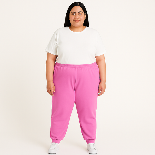 Pink Basic Plus Size Women Jogger PSW-3957