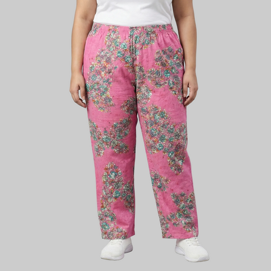 Pink Blossom Floral Flannel Pajama Pants PSW-10579