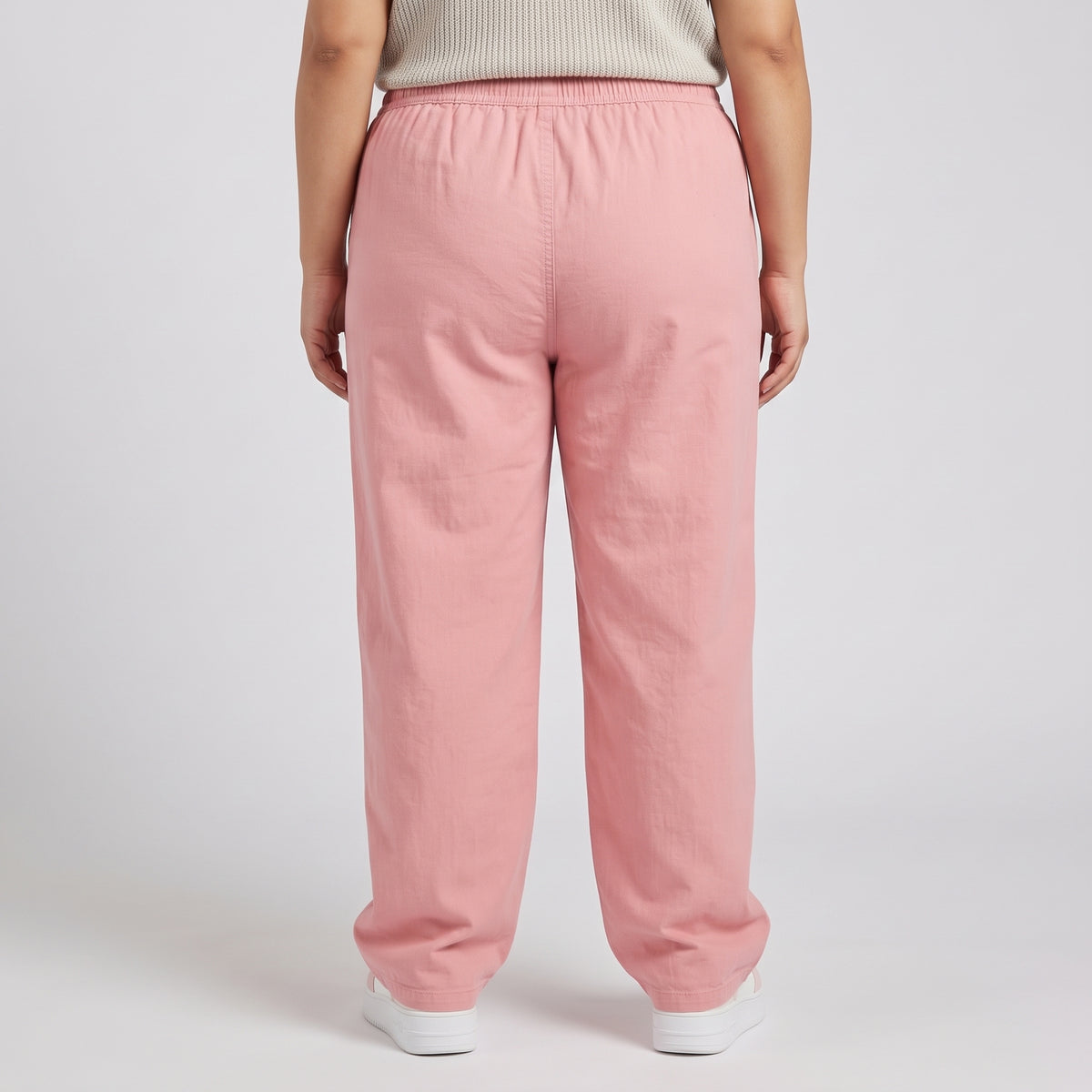 Pink Soft Twill Cotton Baggy Trousers – relaxed fit women’s trousers made from soft twill cotton fabric.