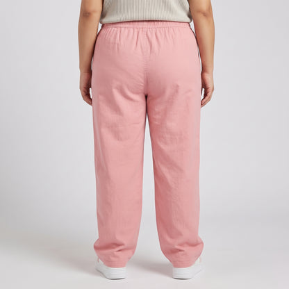 Pink Soft Twill Cotton Baggy Trousers – relaxed fit women’s trousers made from soft twill cotton fabric.