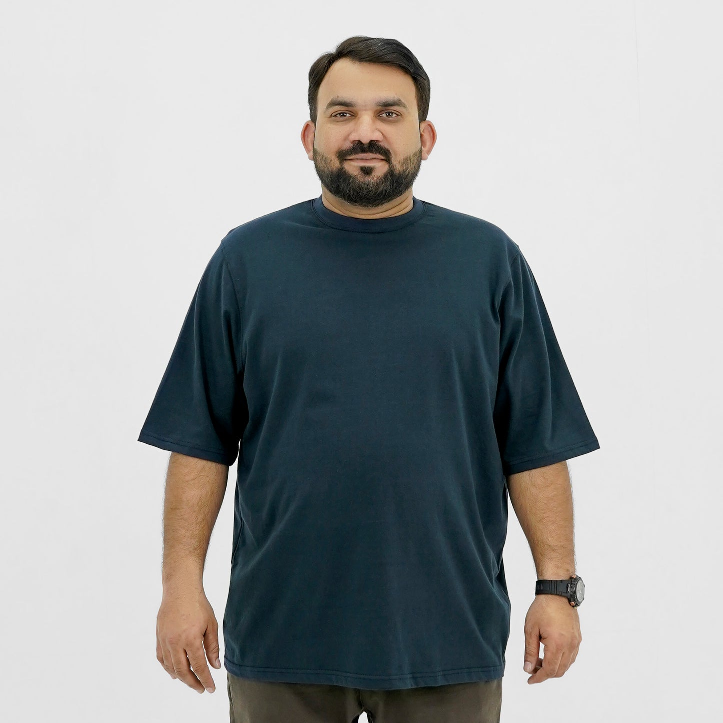 Plain Navy Plus Size Crewneck T-Shirt PSM-8988