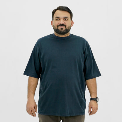 Plain Navy Plus Size Crewneck T-Shirt PSM-8988
