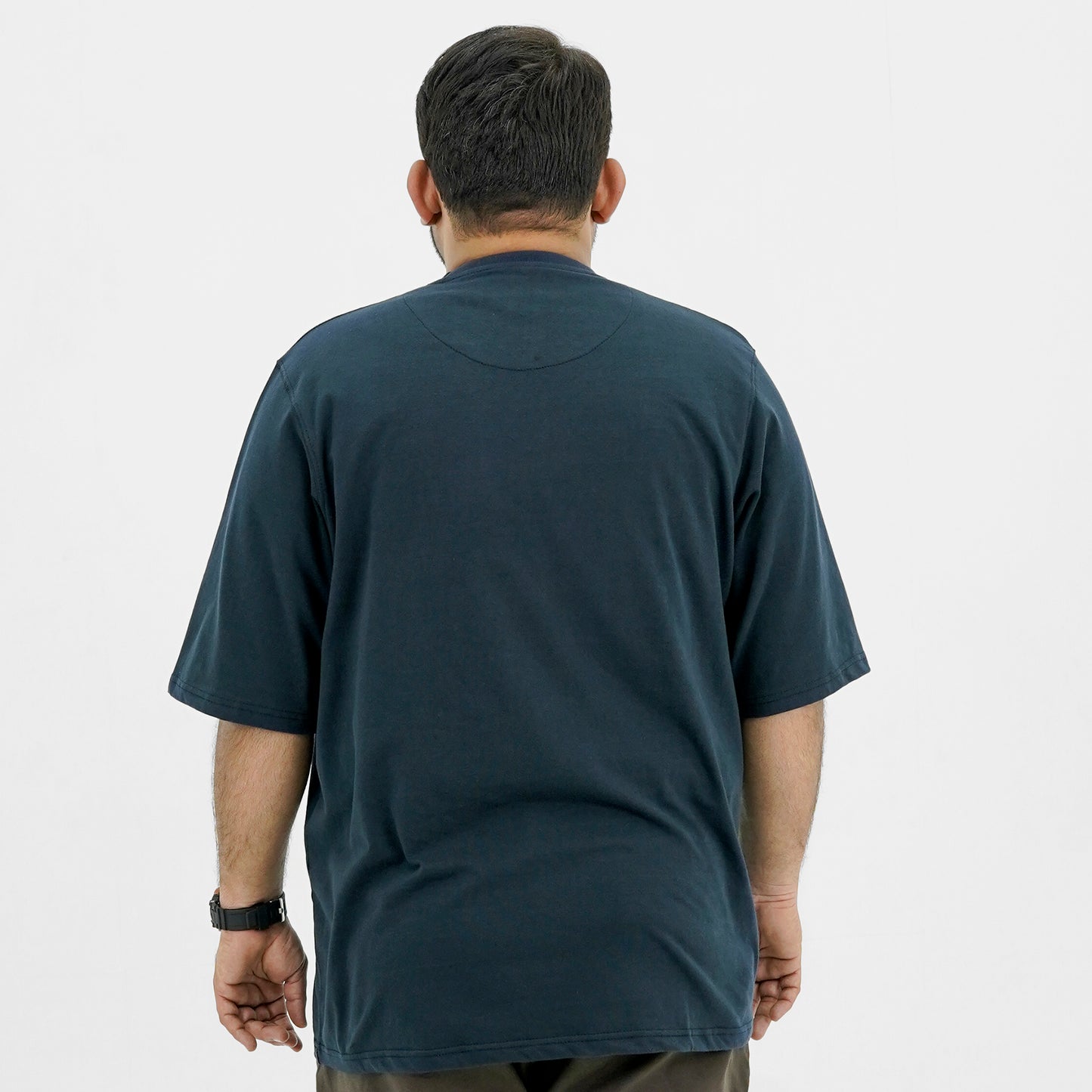 Plain Navy Plus Size Crewneck T-Shirt PSM-8988