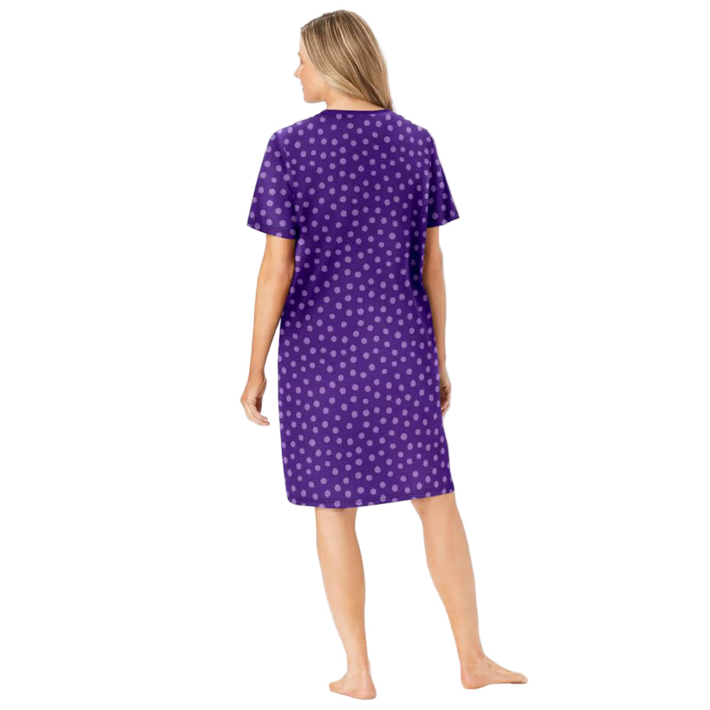 A-line shape short sleeve sleepshirt in playful plum burst print