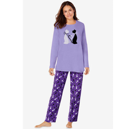 Plum Burst Long Sleeve Knit PJ Set PSW-8951