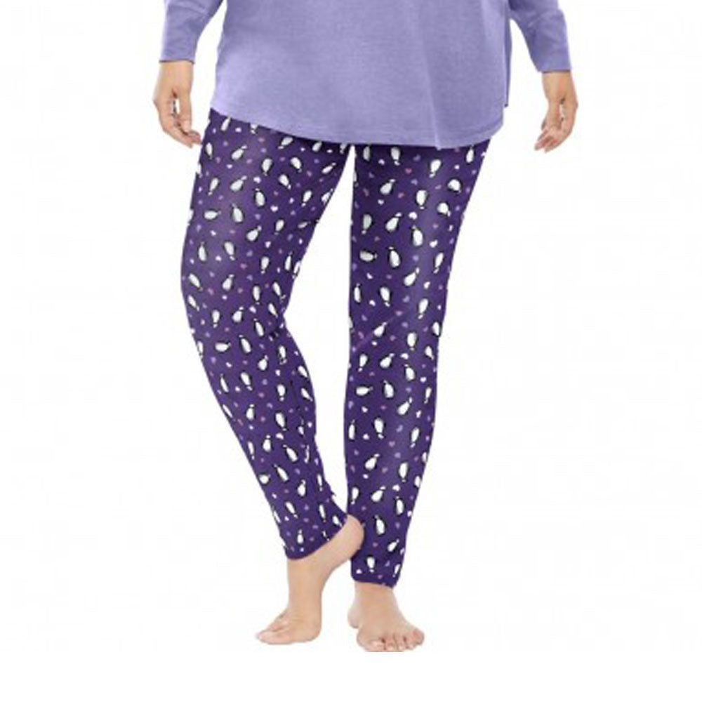 Plum Burst Penguins Cotton Printed Legging PSW-8332