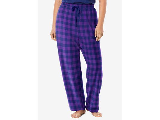 Plum Burst Plaid Cotton Plus Size Women Flannel Pants PSW-7531