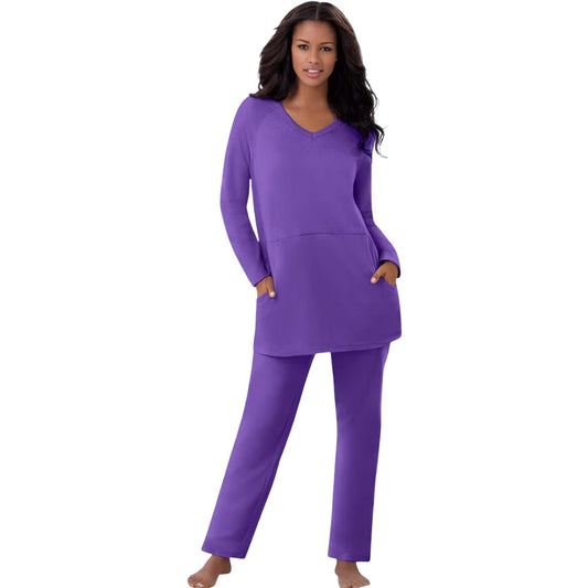 Plum Burst Plus Size 2-Piece Lounge Set – Relaxed Fit in Bold Color