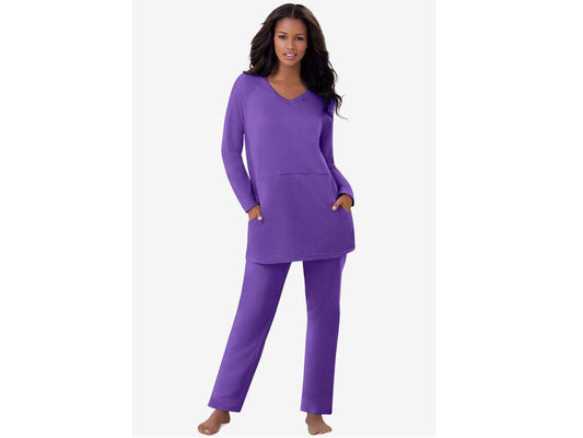 Plum Burst Plus Size Women 2-Piece Lounge Set PSW-7254