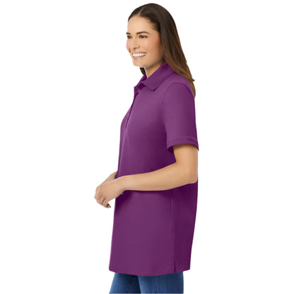 Plum Purple Elbow-Sleeve Polo Tunic – Soft Cotton Casual Top for Women