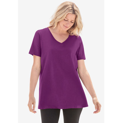 Plum Purple Perfect Short-Sleeve V-Neck Tee PSW-7905