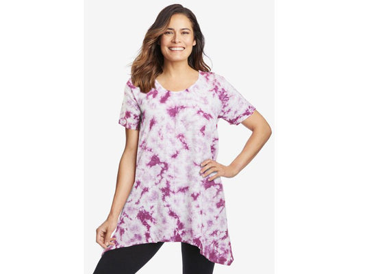 Plum Purple Tie Dye Sharkbite Trapeze Tunic PSW-7060