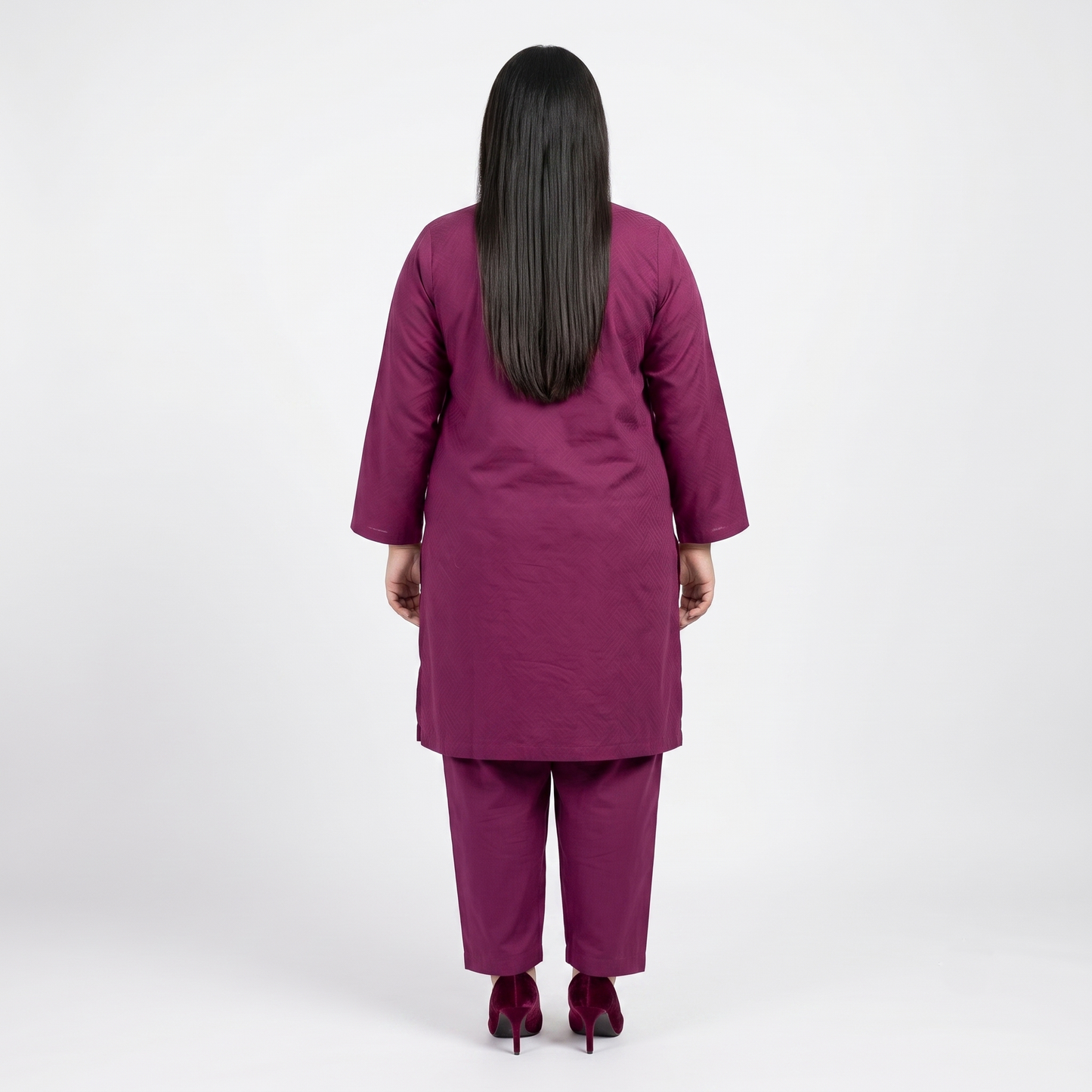 Plum Berry Textured Dobby Jacquard Co-Ord Set PSW-11417