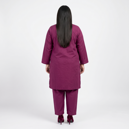 Plum Berry Textured Dobby Jacquard Co-Ord Set PSW-11417