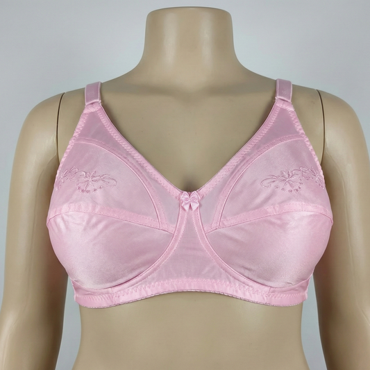 Plus Size Baby Pink Embroidered Support Bra PSW-10812