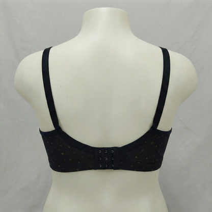 Plus Size Black Star print Seam Stripe Wireless Bra PSW-10790