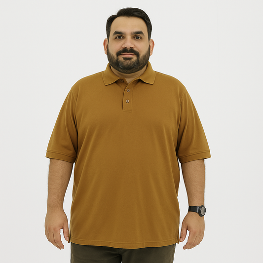 Plus Size Classic Comfort Mustard Brown Polo Shirt PSM-9209