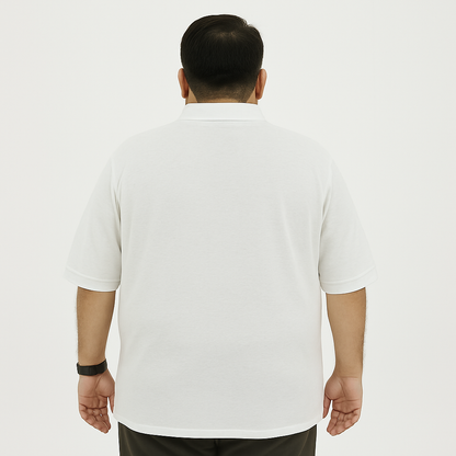 Plus Size Classic Comfort White Polo Shirt PSM-9210