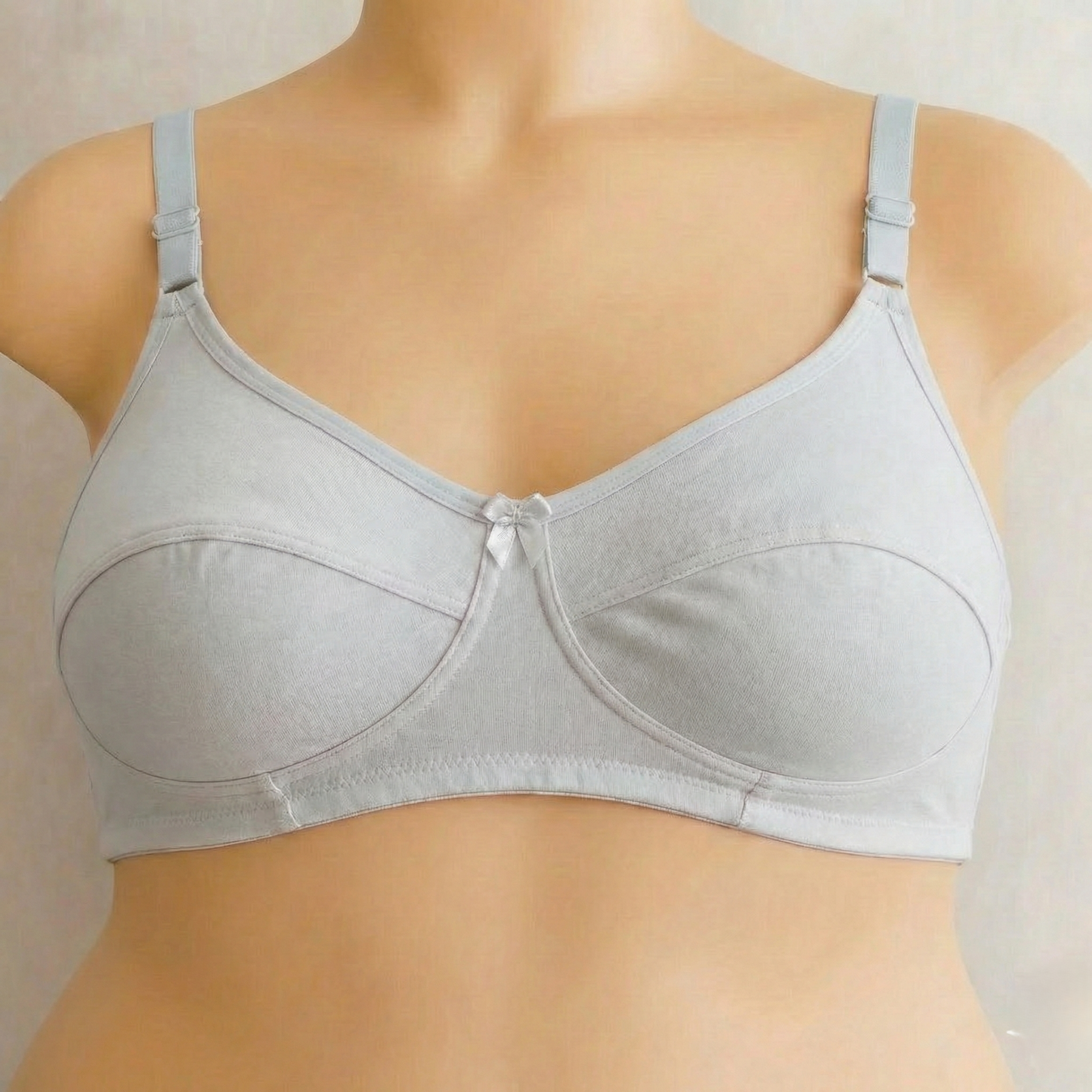Plus Size Ice Gray Seam Stripe Wireless Bra PSW-10779