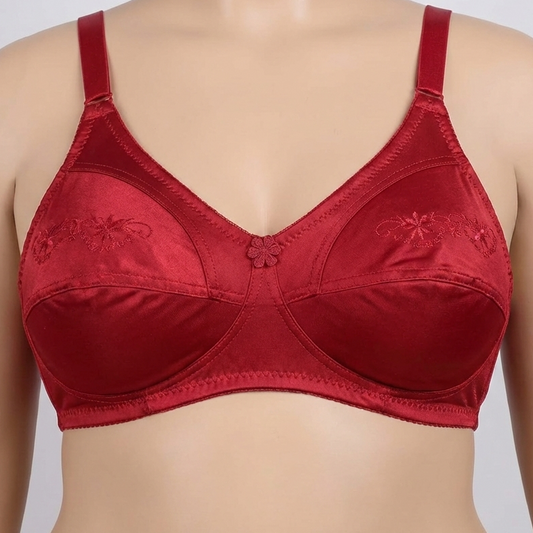 Plus Size Maroon Embroidered Support Bra PSW-10816