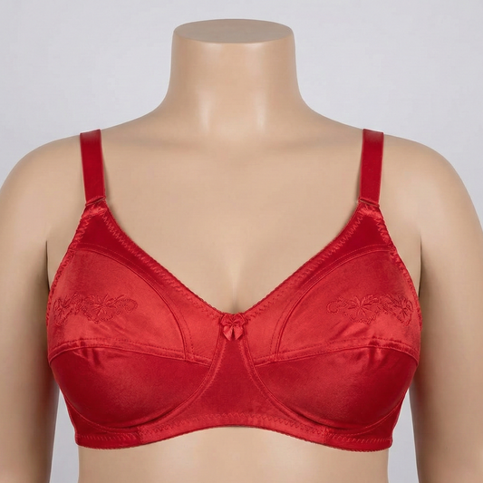 Plus Size Red Embroidered Support Bra PSW-10814