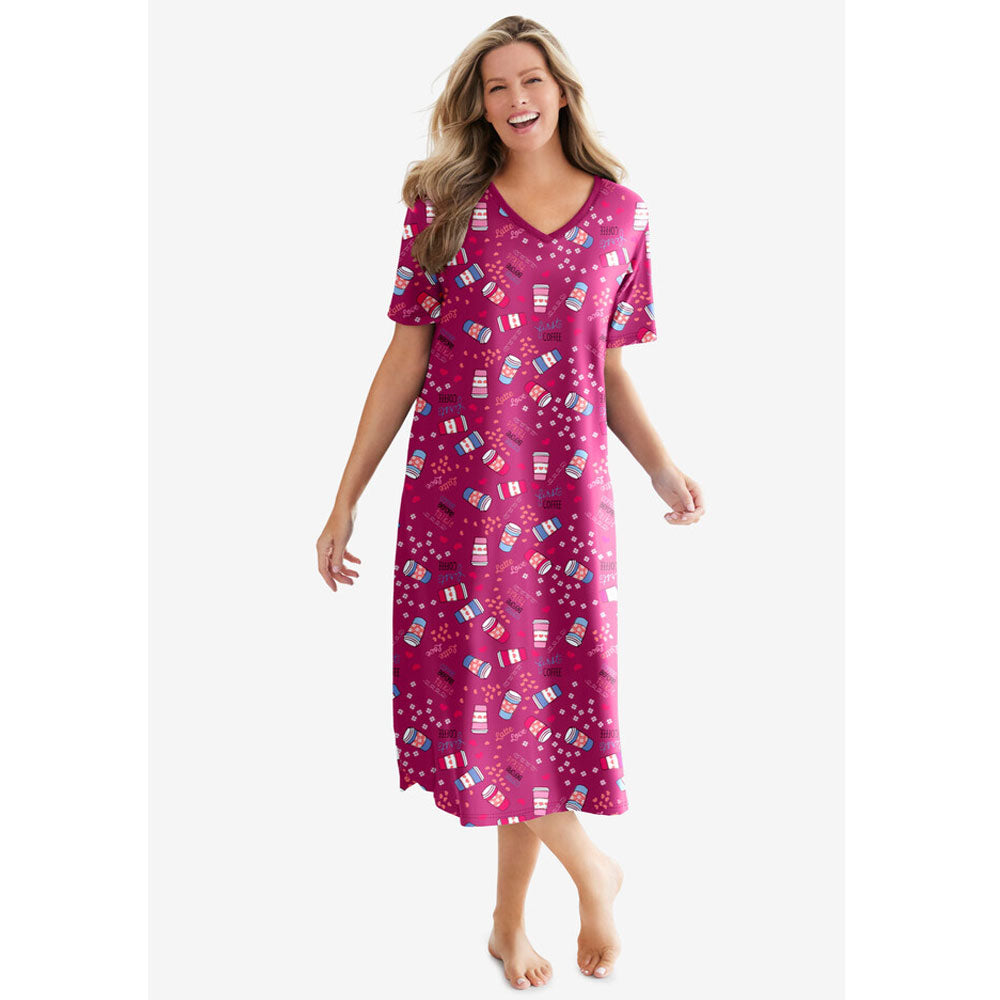 Pomegranate Coffee Cup Long Print Sleepshirt PSW-8352