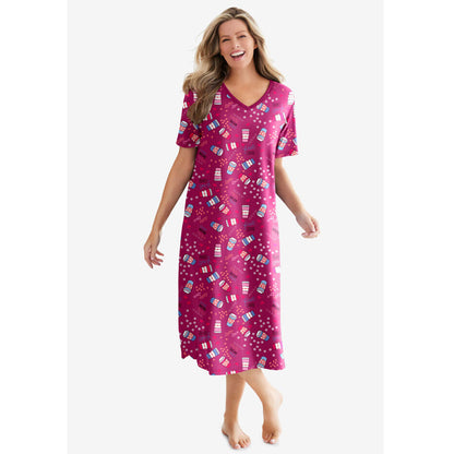 Pomegranate Coffee Cup Long Print Sleepshirt PSW-8352