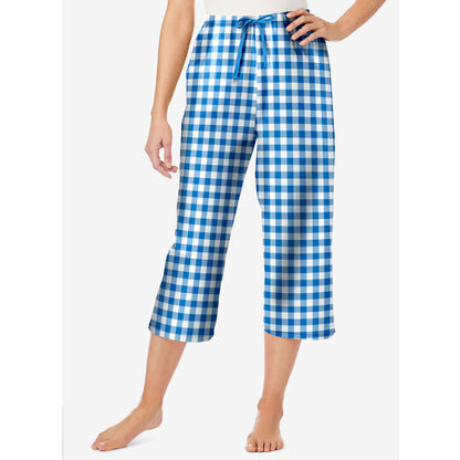 Pool Blue Check Woven Sleep Capri Pant PSW-8188