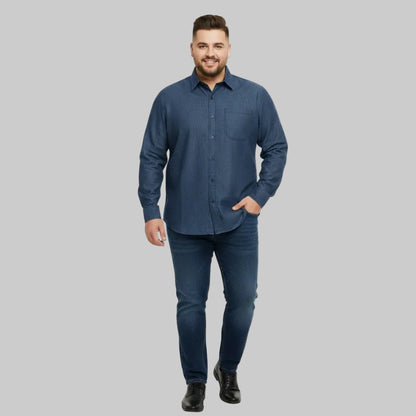 Premium chambray Tencel casual shirt with a soft texture and relaxed fit, displayed neatly for everyday wear styling