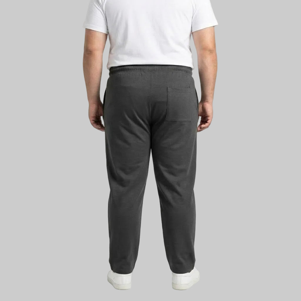 Premium Charcoal Grey Scuba Trouser made from soft stretch Scuba fabric with an elastic drawstring waistband and relaxed fit for everyday comfort.