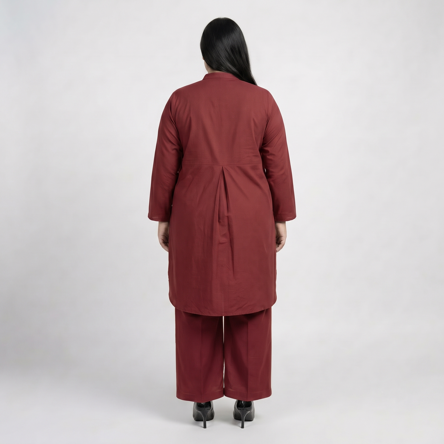 Premium Maroon Modest Cotton Lawn Co-Ord Set for Women in Soft Breathable Fabric Front View