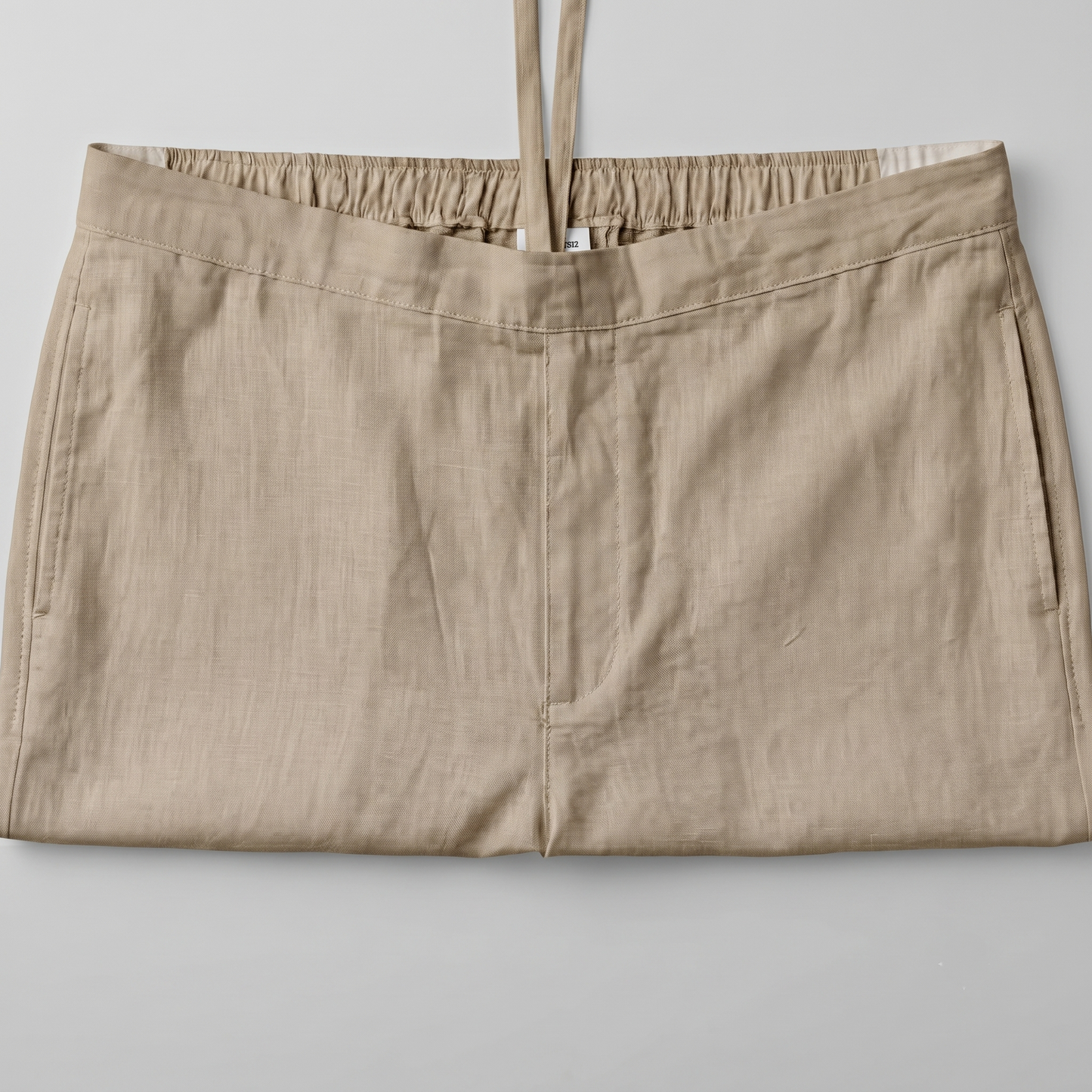 Premium Sand Beige Irish Linen Co-Ord Set for men featuring a short-sleeve button-down shirt and matching straight-fit trousers in breathable Irish linen fabric.