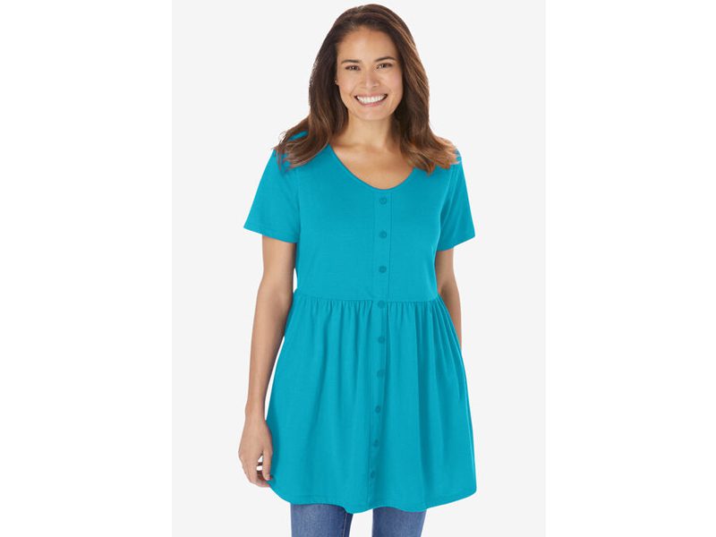 Pretty Turquoise Empire Waist Tunic PSW-6479