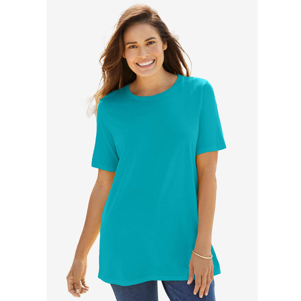 Pretty Turquoise Perfect Short-Sleeve Crewneck Tee PSW-8089