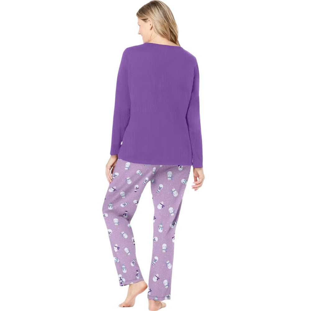 Pretty Violet Snowman Long Sleeve Knit PJ Set – Festive & Cozy