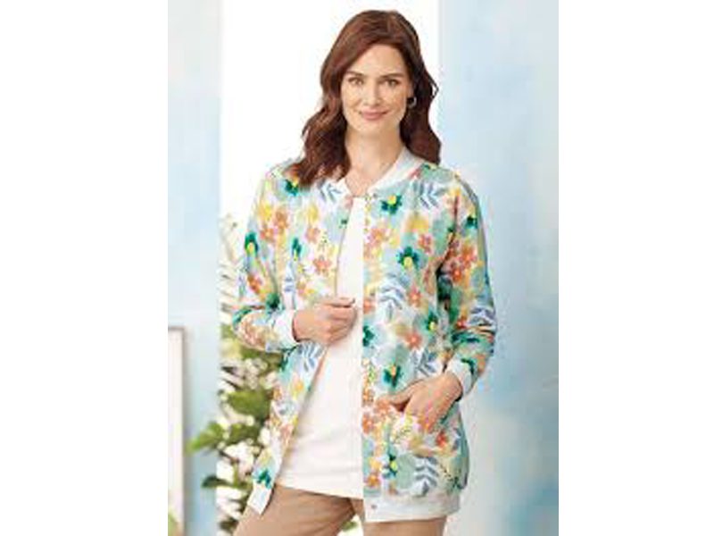 Random Printed Fleece Plus Size Women Cardigan Sweater PSW-6040