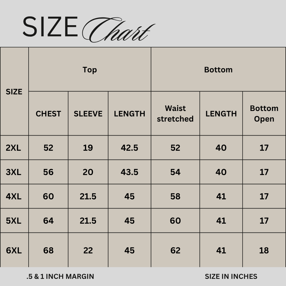 Size chart for Red Floral Booti Lawn Co-ord Set PSW-11137