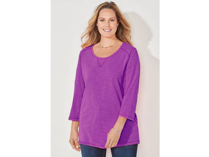 Purple Cactus Flower Active Slub Scoopneck T-Shirt PSW-7149